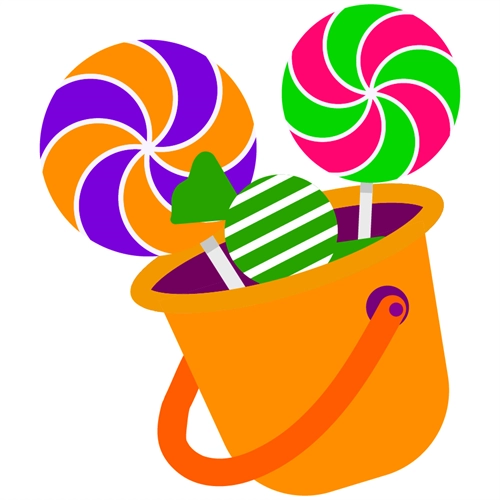 Candyland Theme Bucket with Lollipops Transparent Sticker